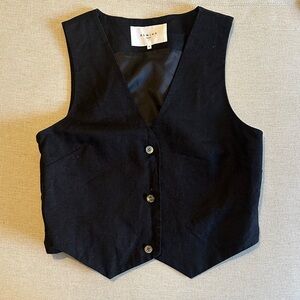 Almina Concept Black Button-Up 100% Linen Vest